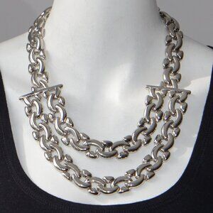 Kenneth Jay Lane KJL Polished Silver Link Necklace